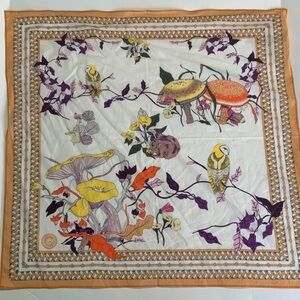 Tory Burch Orange and White Scarf, 25x25”